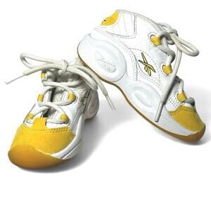Reebok Question Mid Top Yellow Toe Leather Allen Iverson Toddler 9